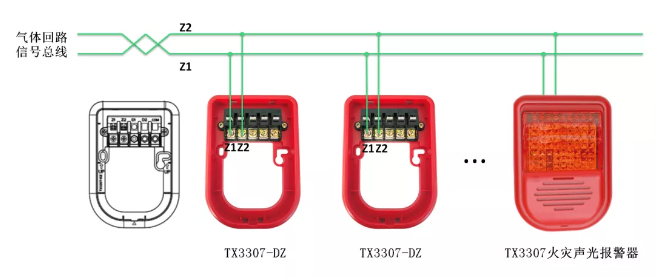 TX3045控制器配接火灾声光警报器