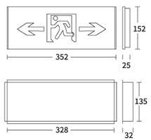 SS-BLZD-I1LROE3W-115Q嵌入式疏散指示灯全铝款产品尺寸图