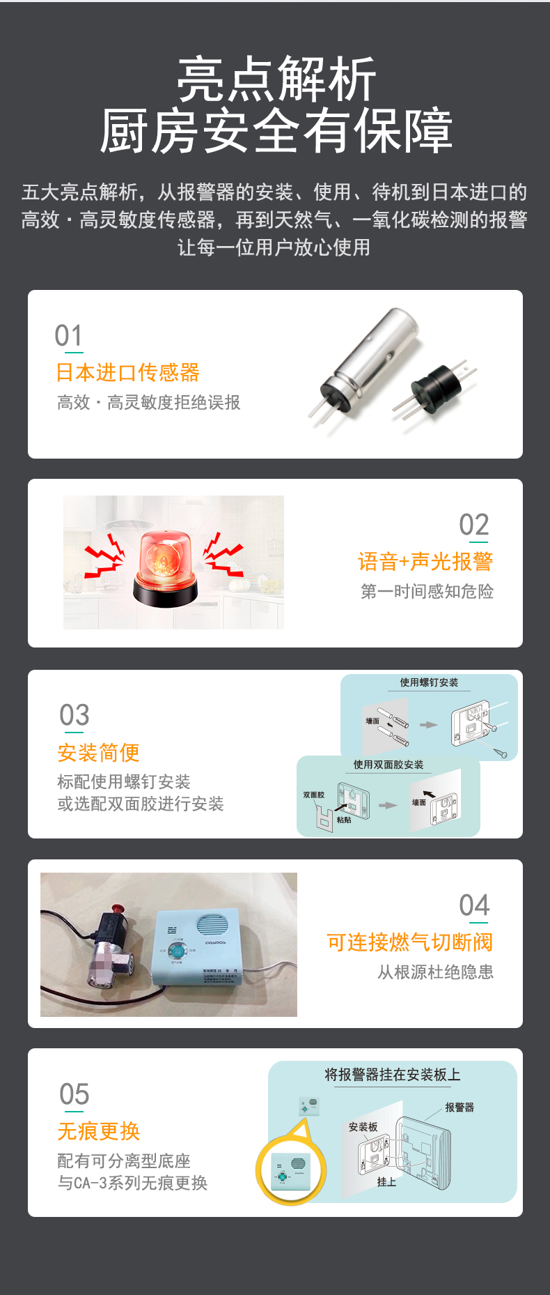 
COSMOS日本新宇宙JTM-CB-3C家用可燃气体探测器亮点介绍