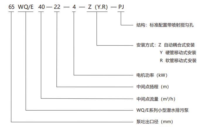 WQ/E系列小型潜水排污泵型号说明