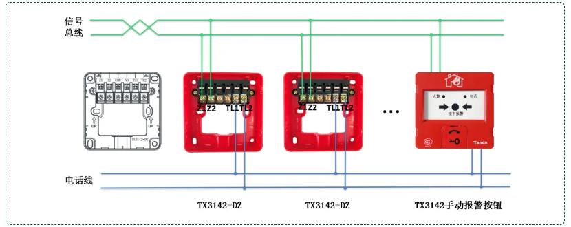TX3142手动报警按钮接线图