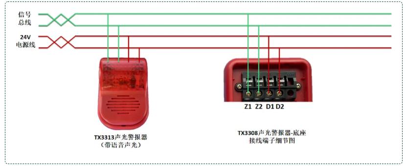 TX3313声光警报器（四线制）接线图