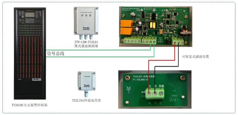 可恢复式感温电缆探测器系统接线图