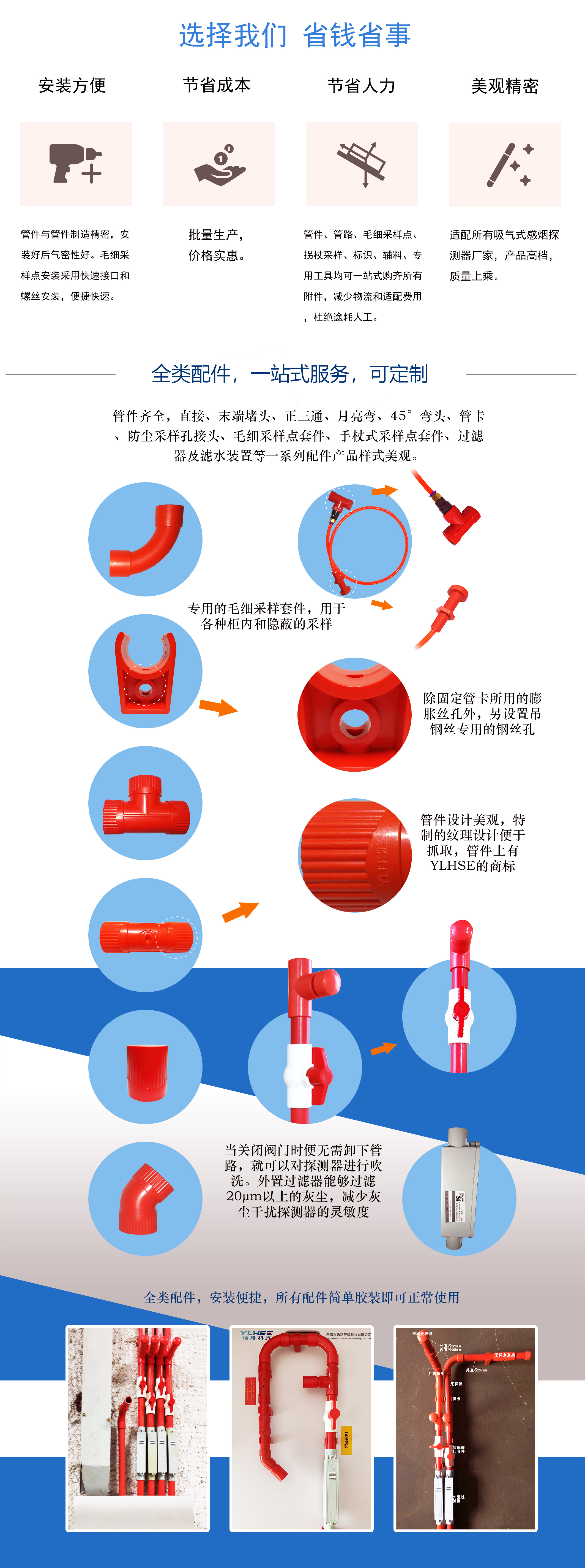 吸气式探测器专用阻燃外径25mmABS空气采样管道