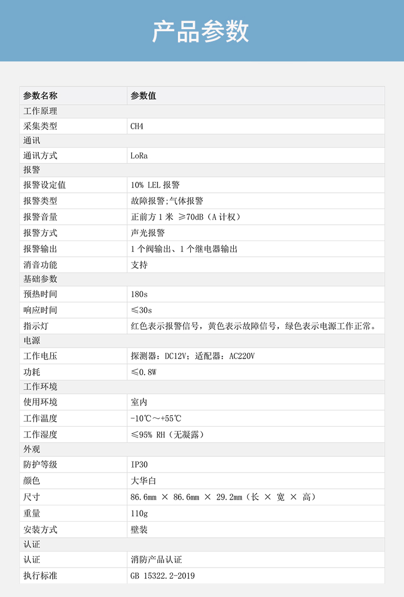 JT-DH-HY-GA4LA家用可燃气体探测器技术参数