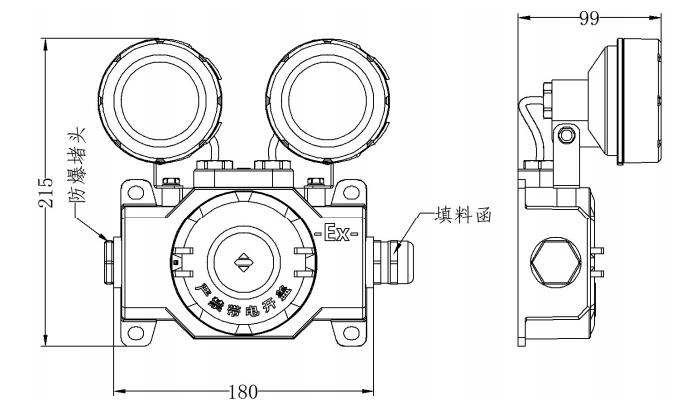 SJ-ZFJC-E12W/EZ021防爆型集中电源集中控制型消防应急照明灯具外观尺寸