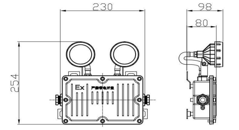 J-ZFJC-E3W-16B3-Ex集中电源集中控制型消防应急照明灯具外观尺寸