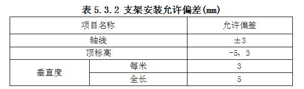 支架安装允许偏差