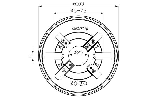 DZ-02探测器通用底座外形示意图