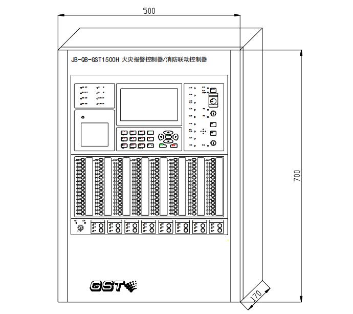 JB-QB-GST1500H火灾报警控制器（联动型） 高能消防主机外形尺寸