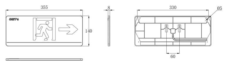 HW-BLJC-1RE II 0.5W-YN452-R集中电源集中控制型消防应急标志灯具外形尺寸