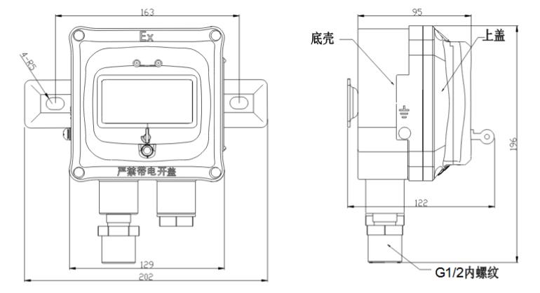 J-SAM-GST9116防爆型手动火灾报警按钮安装尺寸