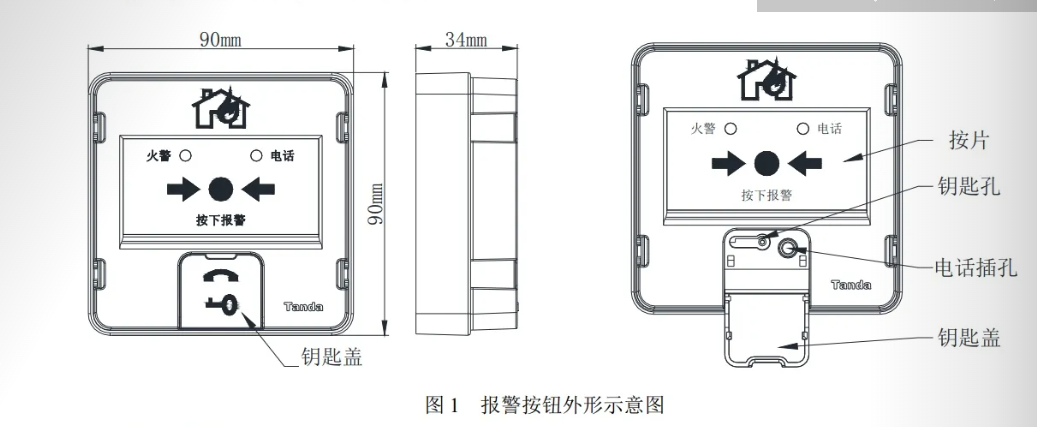 J-SJP-M-TX3142手动火灾报警按钮