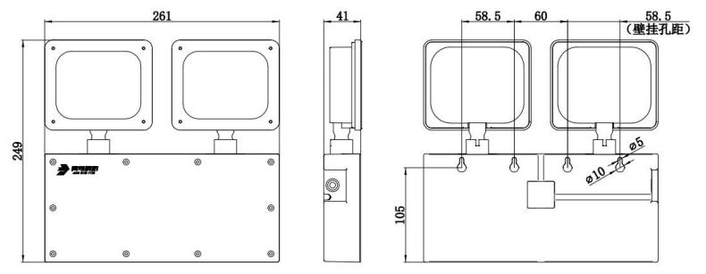 J-ZFZC-E3W-17B9A自带电源集中控制型消防应急照明灯具外形尺寸