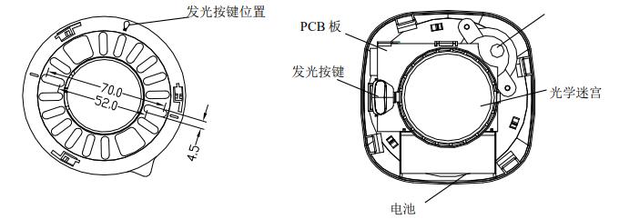 JTY-GD-H363A型独立式光电感烟火灾探测报警器外形尺寸