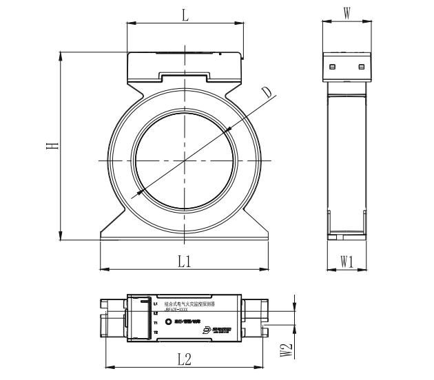 JBF62E-100组合式电气火灾监控探测器外形尺寸