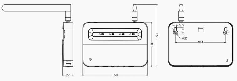 WR-611型LoRa总线式中继器外形尺寸