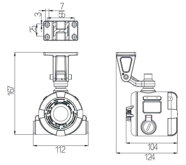 JBF-FM41IR3-Ex点型红外火焰探测器外观尺寸