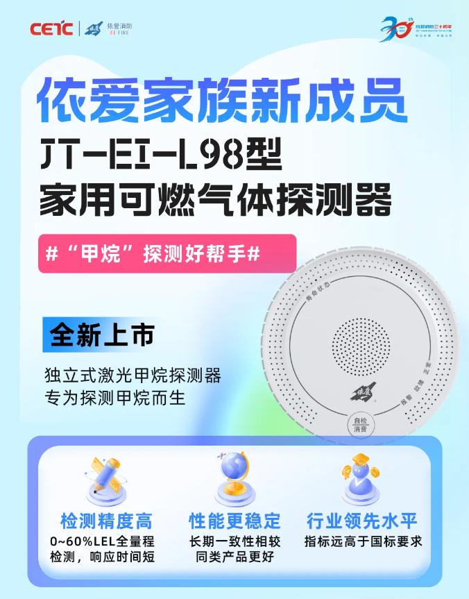 依爱消防JT-EI-L98型家用可燃气体探测器新品上市