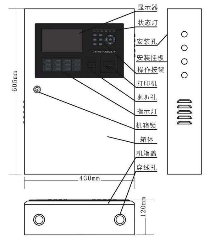 JB-TB-AT2020F可燃气体报警控制器外形结构